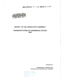 107-12(2) - Report to the Legislative Assembly on Transportation of Dangerous Goods 1991