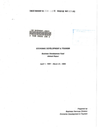 110-12(3) - Economic Development and Tourism Business - Development Fund Annual Report, April 1, 1991 to March 31, 1992