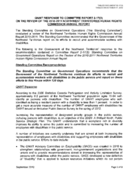 052-17(3) - GNWT Response to Committee Report 2-17(3) on the Review of the 2010-2011 NWT Human Rights Commission Annual Report 