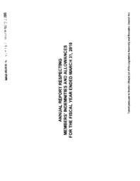 065-16(5) - Annual Report Respecting Members' Indemnities and Allowances for the Fiscal Year Ended March 31, 2010 