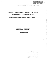 130-12(7) - 1993/1994 Annual Report of the Legal Services Board (Northwest Territories Legal Aid)