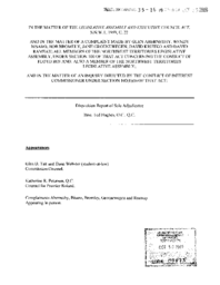 35-16(4) - Disposition Report of Sole Adjudicator Regarding Conflict of Interest Complaint Against Floyd Roland, MLA for Inuvik Boot Lake 