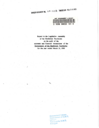 068-12(3) - Report to the Legislative Assembly of the Northwest Territories on the audit of the accounts and financial transactions of the Government of the Northwest Territories for the year ended March 31, 1992