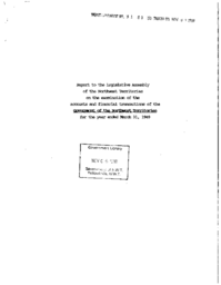 31-89(2) - Report to Legislative Assembly of NWT of Examination of Accounts and Financial Transactions of GNWT for the Year Ended March 31, 1989