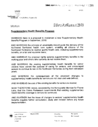 027-16(5) - Elders Parliament Motion on Supplementary Health Benefits Program 