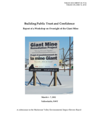 049-17(3) - Building Public Trust and Confidence: Report of a Workshop on Oversight of the Giant Mine 