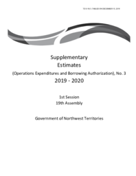 05-19(1) - Supplementary Estimates (Operations Expenditures and Borrowing Authorization), No. 3, 2019-2020 