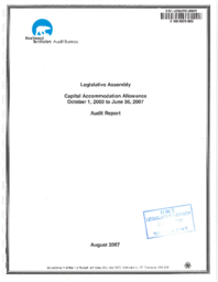 64-15(6) - Legislative Assembly capital accommodation allowance : October 1, 2003 to June 30, 2007 : audit report