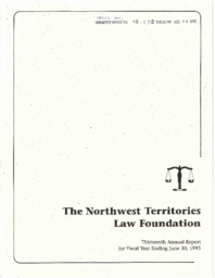 08-13(1) - The Northwest Territories Law Foundation 13th Annual Report