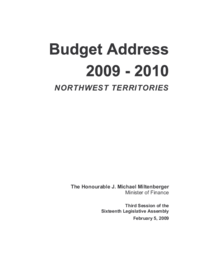 Budget Address 2009-2010 Northwest Territories