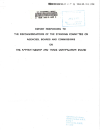 055-12(2) - Report Responding to the Recommendations of the Standing Committee on Agencies, Boards and Commissions on the Apprenticeship and Trade Certification Board