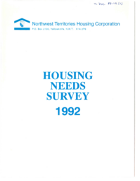 089-12(2) - 1992 Housing Study of the N.W.T. Housing Corporation