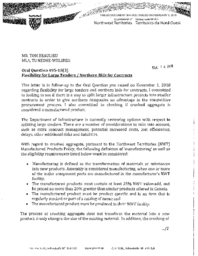 304-18(3) - Follow-up Letter for Oral Question 495-18(3): Flexibility for Large Tenders / Northern Bids for Contracts 