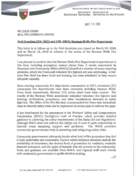 180-18(3) - Follow-Up Letter to Oral Questions 234-18(3) 238-18(3): Norman Wells Fire Department 