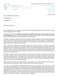 298-18(2) - Letter from the YWCA NWT to the Aurora College Board of Governors regarding Funding for Social Work and Teacher Education Programs 