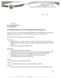 109-18(2) - Follow-up Letter to Oral Question 283-18(2) Youth Development and Leadership Tours 