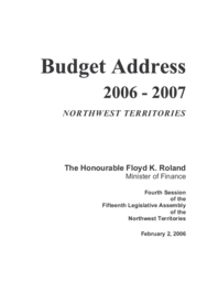 Budget Address 2006-2007 Northwest Territories