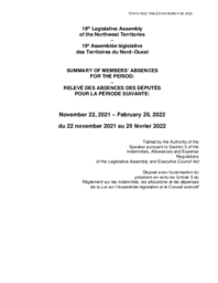 613-19(2) - Summary of Members' Absences for the Period November 22, 2021 to February 20, 2022