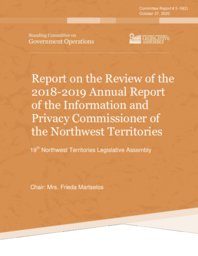 CR 05-19(2) - Report on the Review of the 2018-2019 Annual Report of the Information and Privacy Commissioner of the Northwest Territories