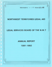 024-12(3), Legal Services Board of the Northwest Territories, Annual Report, 1991-92