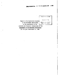 55-88(2) - Report to Legislative Assembly of NWT on the Examination of Accounts and Financial Transactions of the GNWT for the Year Ended March 31, 1988