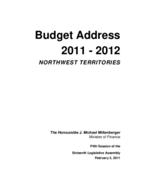 Budget Address 2011-2012 Northwest Territories