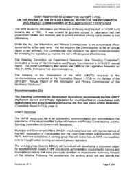 051-17(3) - GNWT Response to Committee Report 1-17(3) on the Review of the 2010-2011 Annual Report of the Information and Privacy Commissioner of the NWT 