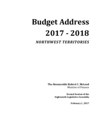 Budget Address 2017-2018 Northwest Territories