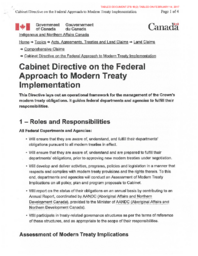 278-18(2) - Cabinet Direction on the Federal Approach to Modern Treaty Implementation 