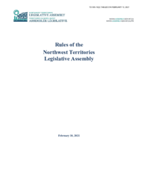 305-19(2) - Draft Amended Rules of the Northwest Territories Legislative Assembly, February 10, 2021 