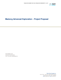 350-18(3) - Mactung Advanced Exploration - Project Proposal, by Terra Tech Canada Inc. dated December 2018 