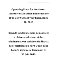 297-18(3) - Operating Plans for Northwest Territories Education Bodies for the 2018-2019 School Year Ending June 30, 2019 