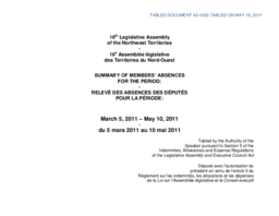 42-16(6) - Summary of Members' Absences for the Period March 5, 2011 to May 19, 2011 