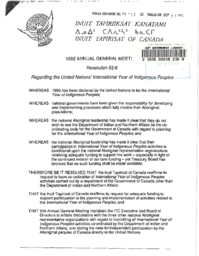 096-12(2) - Resolution Adopted by the Inuit Tapirisat of Canada at its 1992 Annual General Meeting Concerning the International Year of Indigenous People