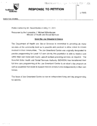 51-16(6) - Response to Petition 2-16(6): Save the Joe Greenland Centre 