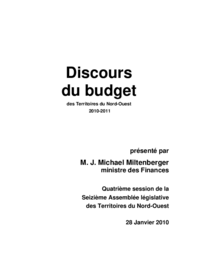 Discours du budget 2010-2011 Territoires du Nord-Ouest