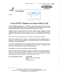 087-14(6) - Federal/NWT Ministers of Justice Meet in Yk