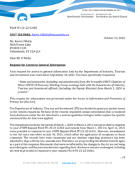 502-19(2) - Redacted Summaries of the Meetings of the GNWT-NWT and Nunavut Chamber of Mines COVID-19 Working Group 2020-2021 