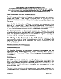 151-16(5) - GNWT Response to CR 5-16(5): Report on the Review of the 2008-2009 Annual Report of the Information and Privacy Commissioner of the NWT 