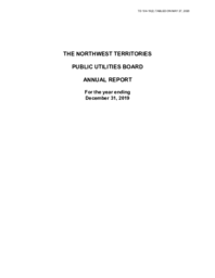 104-19(2) - The Northwest Territories Public Utilities Board Annual Report for the Year Ending December 31, 2019 