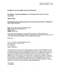 073-17(5) - Feedback from Public to MLA Bromley, Robert Graham H. Regarding Motion Requesting Authority to Extend the Term of the Current Assembly 