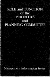 Management Information Series: Role and Function of the Priorities and Planning Committee