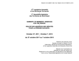 368-17(5) - Summary of Members' Absences for the period October 27, 2011 to October 7, 2015 