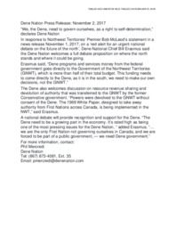 066-18(3) - Press Releases from Dene Nation, Inuvialuit Regional Corporation, Tlicho Government, Gwich'in Tribal Council responding to Premier's 'Red Alert' Statement 