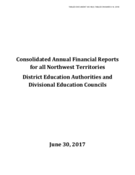 145-18(3) - Consolidated Annual Financial Reports for all Northwest Territories District Education Authorities and Divisional Education Councils, June 30, 2017 