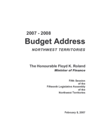 Budget Address 2007-2008 Northwest Territories