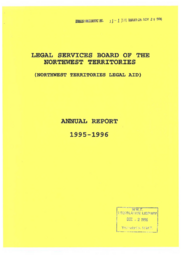 011-13(4) - 1995/1996 Annual Report of the Legal Services Board (Northwest Territories Legal Aid)