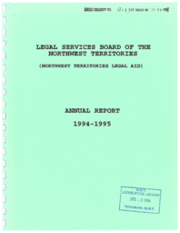 012-13(4) - 1994/1995 Annual Report of the Legal Services Board (Northwest Territories Legal Aid)