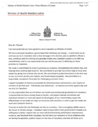 282-18(2) - Minister of Health Mandate Letter to Minister Philpott 