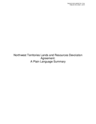 081-17(4) - Northwest Territories Lands and Resources Devolution Agreement: A Plain Language Summary 